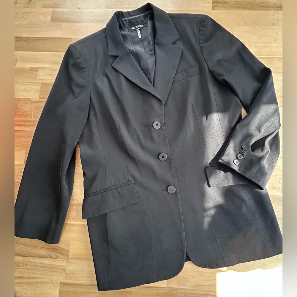 Vintage Holt Renfrew blazer noir taille 14 relaxed minimaliste chic